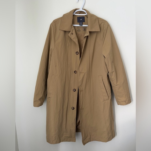 H&M Men's Water Repellant Beige Trench Coat - Picture 3 of 5